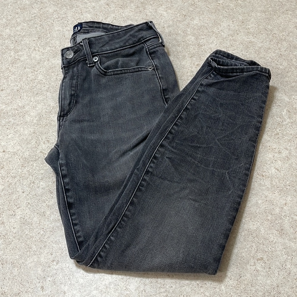 WOMENS GAP CURVY TRUE SKINNY WASHED GRAY DENIM JEANS 28S